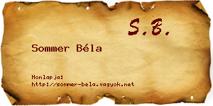 Sommer Béla névjegykártya